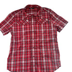 The North Face Mens Short Sleeve Red Plaid Button Up Shirt Size Large Outdoors